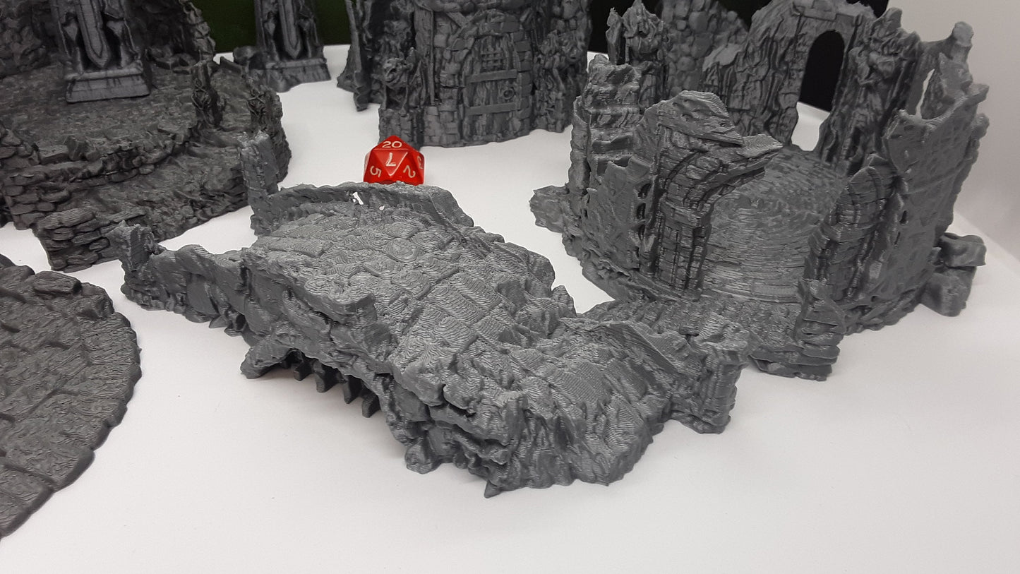 9 Piece Ruins Set Scatter Terrain Scenery 28mm Dungeons & Dragons 3D Printed Mini Miniature Model Tabletop War Gaming Wilds of Wintertide