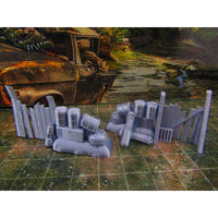 
              2pc Junk Wall Settlement Barricade G Scatter Terrain Scenery Wasteland Apocalypse Dystopian Mini Miniature Model 28mm/32mm Scale Wargaming
            