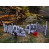
              2pc Junk Wall Settlement Barricade G Scatter Terrain Scenery Wasteland Apocalypse Dystopian Mini Miniature Model 28mm/32mm Scale Wargaming
            