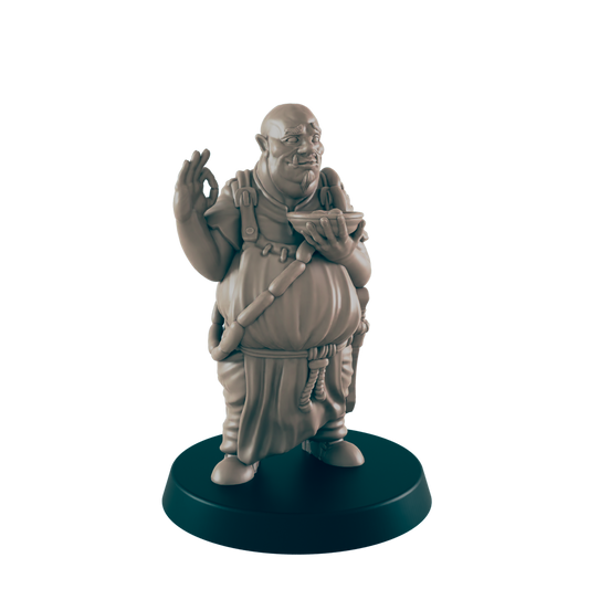 Half Orc Mini | Head Chef  | Male Monster Townsfolk NPC Figure | DnD Wargaming Mini | RPG Character | 32mm Scale Model | for Dungeons and Dragons, Pathfinder, etc.
