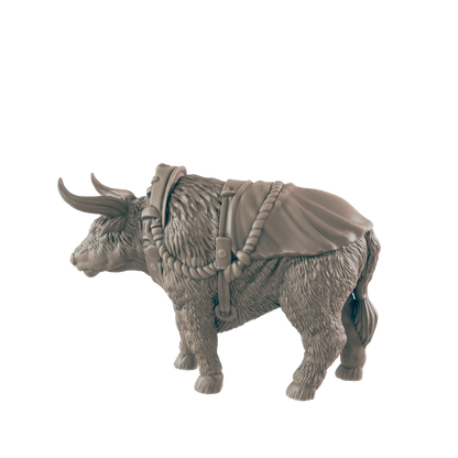 Harnessed Oxen Mini | Farm and Work Animal | Townsfolk NPC Figure | DnD Wargaming Mini | RPG Character | 32mm Scale Model | for Dungeons and Dragons, Pathfinder, etc.