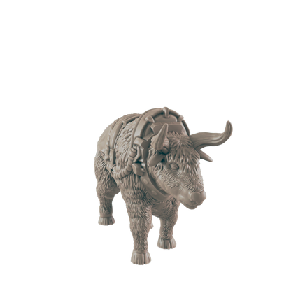 Harnessed Oxen Mini | Farm and Work Animal | Townsfolk NPC Figure | DnD Wargaming Mini | RPG Character | 32mm Scale Model | for Dungeons and Dragons, Pathfinder, etc.