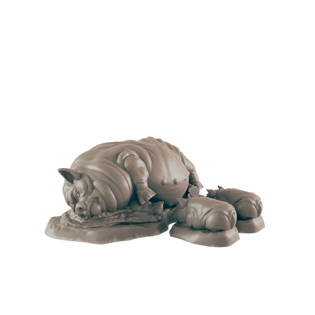 Pig Minis | Hog Farm Animals | Dungeons and Dragons NPC Figure | Pathfinder DnD Wargaming RPG Character | 32mm Scale Model