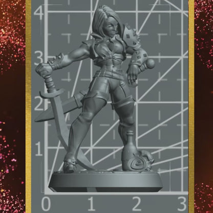Aline the Bold Female Human Fighter Adventurer | Adventurer Hero Player Character | Mini Miniature Figure Scale Model | Dungeons & Dragons and other RPG Tabletop Games