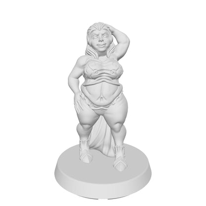 Human Mini | Fat Showgirl Courtesan | Female Townsfolk NPC Figure | DnD Wargaming Mini | RPG Character | 32mm Scale Model | for Dungeons and Dragons, Pathfinder, etc.