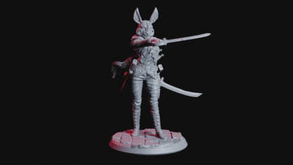 Killer Samurai Ninja Bunny Rabbit Assassin Rogue Mini Miniature Figure Model RPG Fantasy Games Dungeons & Dragons Tabletop Gaming
