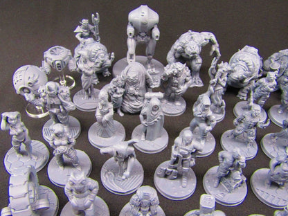 Sci Fi TTPRG 48pc Bulk Lot Mini Miniature Star Wars, Star Trek, Starfinder - Aliens & Robots, NPCs, Hostiles, PCs
