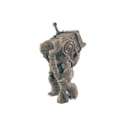 Turtlefolk Mini | Traveliing Merchant | Male Townsfolk NPC Figure | DnD Wargaming Mini | RPG Character | 32mm Scale Model | for Dungeons and Dragons, Pathfinder, etc.