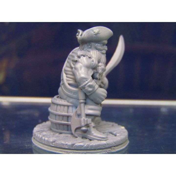 Dwarf Pirate on Barrel Mini Miniature Figure 3D Printed Model 28/32mm Scale