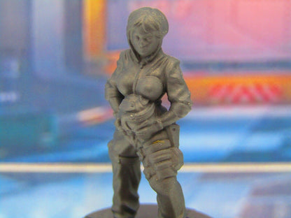 Alien Spaceship Female Fighter Pilot Mini Miniature Figure 3D Printed Model