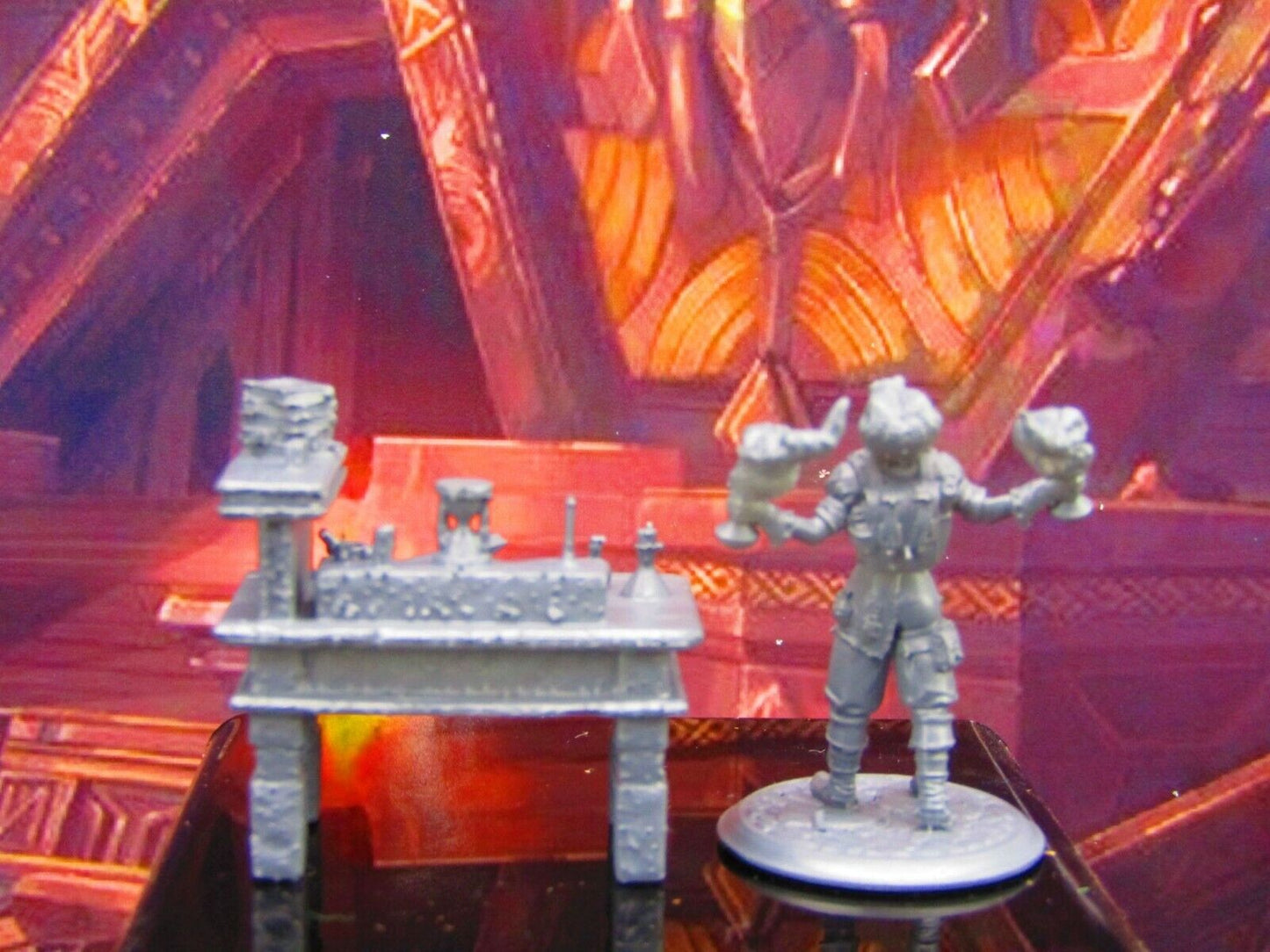 Female Alchemist Mad Scientist & Workshop Desk Mini Miniature Model Character