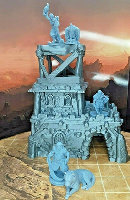 Desert Watchtower and Miniature Figures Scenery Terrain Tabletop Fantasy D&D RPG