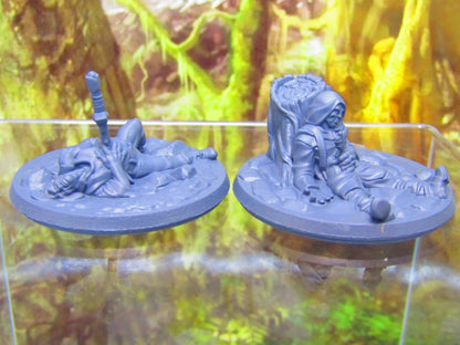 Dead Adventurers Travellers Townsfolk Pair Miniature Figure 3D Printed Model