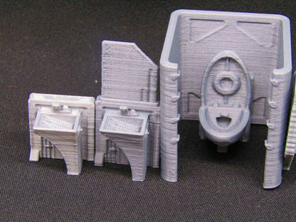 5pc Bathroom Restroom Toilet Set Scenery Scatter Terrain 3D Printed Model