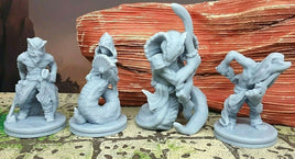 Lot of 4 Snakefolk Lizard People Mini Miniature Figure D&D 3D Printed Resin