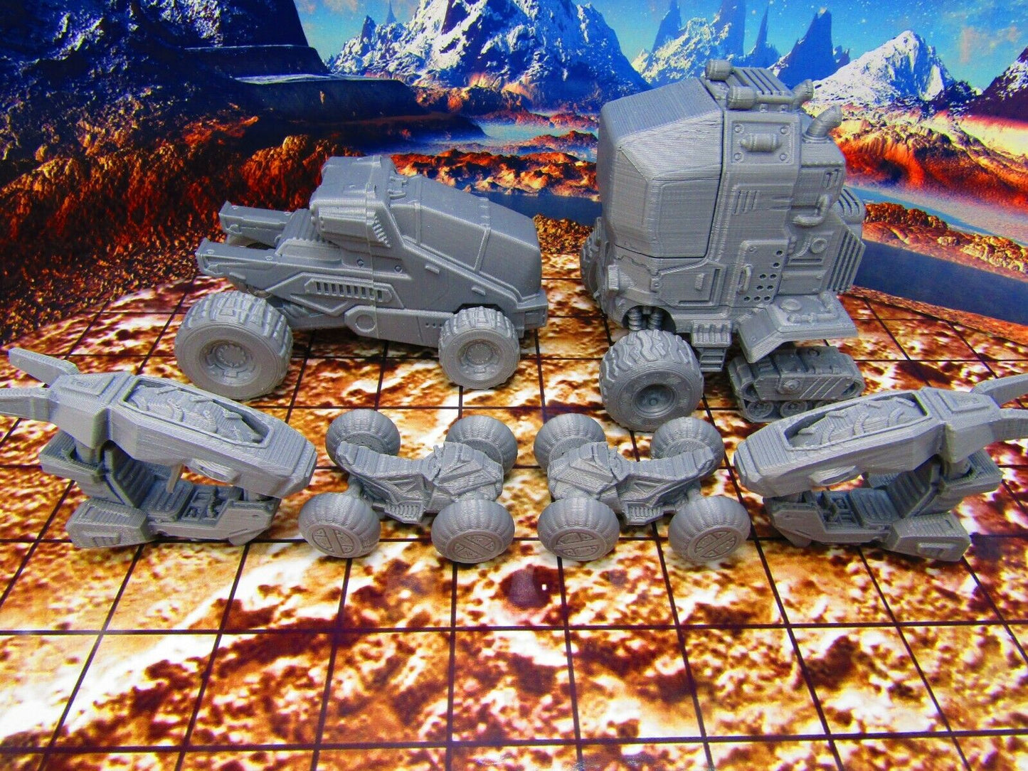 6 pc Lot Extreme Terrain ATV Vehicles Scatter Terrain Scenery Miniature