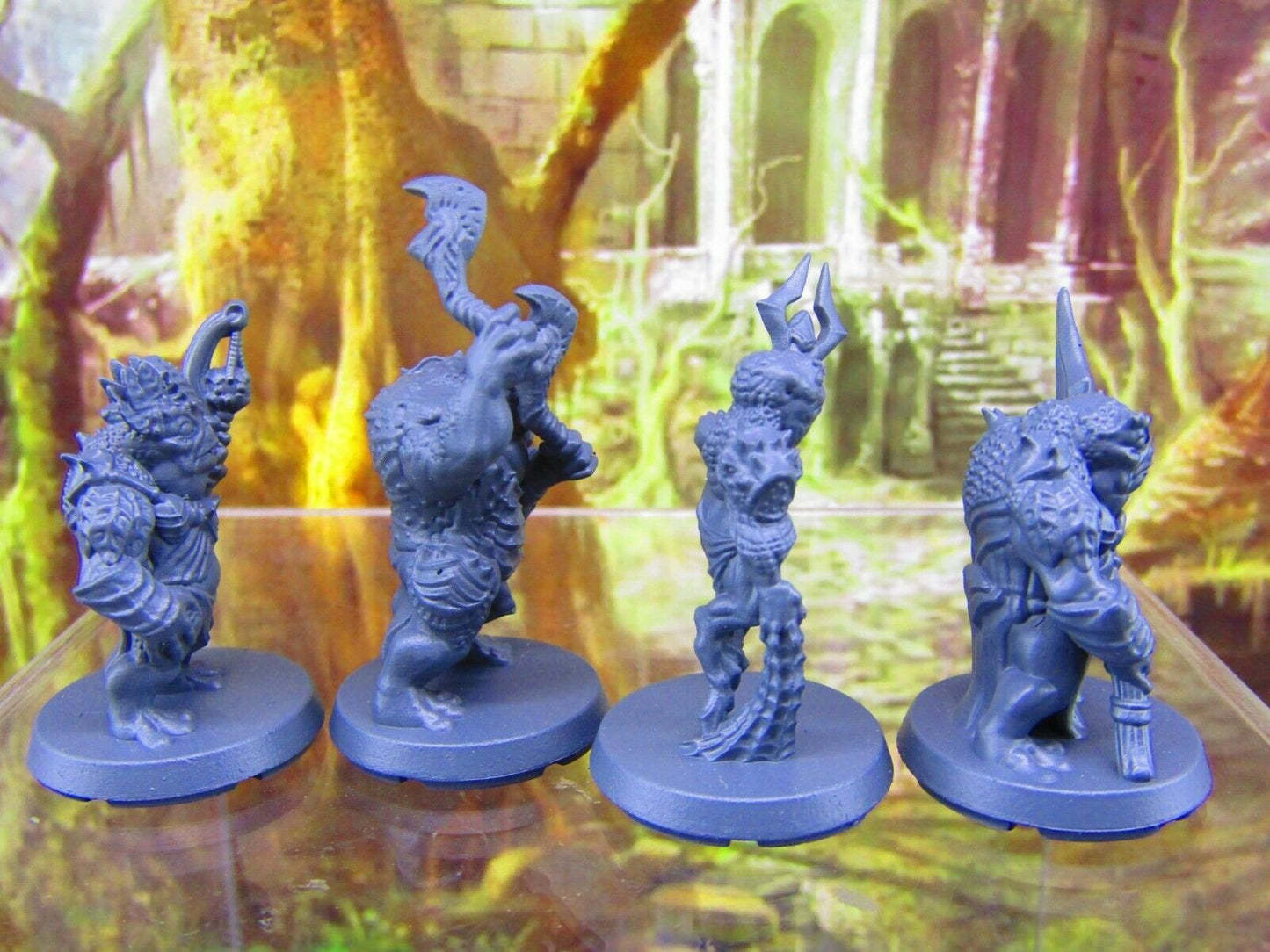 4pc Bullywug Frogman Party Mini Miniatures 3D Printed Resin Model Figure 28/32mm