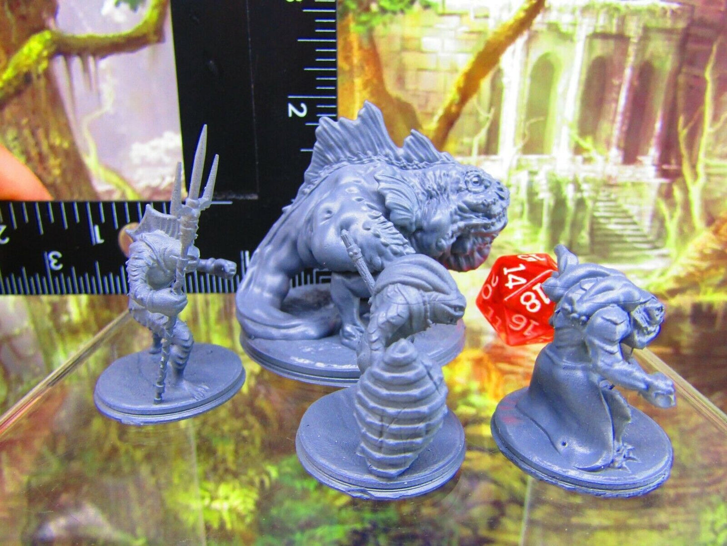 4pc Deepfin Tribe Marloch Race & Monstrosity Mini Miniature Figure 3D Printed