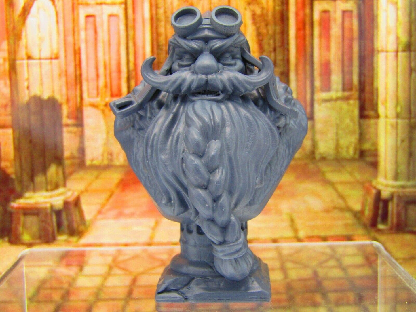 Dwarven Aviator / Canonneer's Bust Statue Resin 3D Printed Model RPG Fantasy Gam