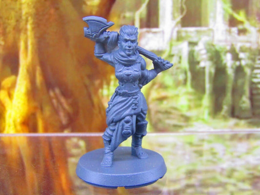 Half Orc Female Barbarian Player Character Mini Miniatures 3D Printed Resin