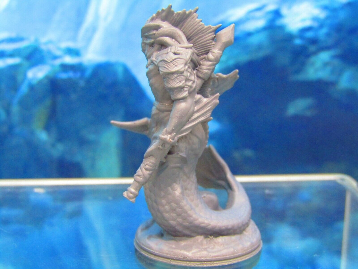 Merrow Merman Monster Creature w/ Spear Mini Miniature Figure 3D Printed Model