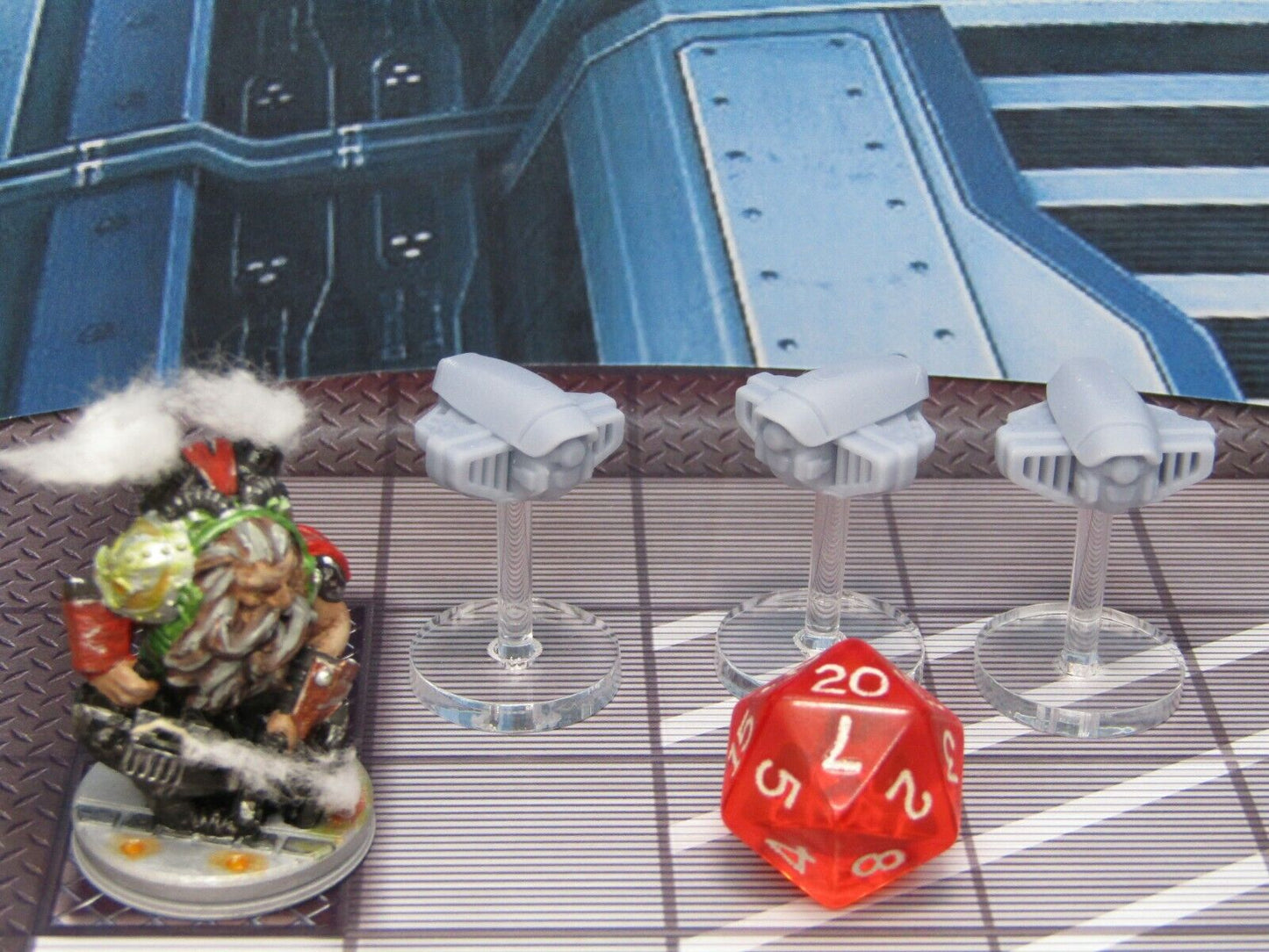 Lot of 3 Scout Drones w/ Flight Stands Mini Miniature 3D Printed Figure Model