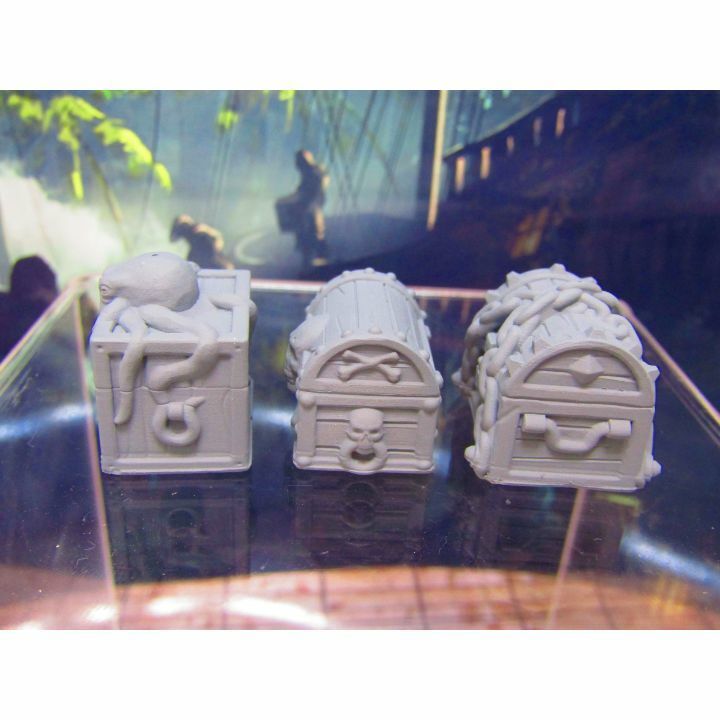 3pc Pirate Sailor Themed Treasure Chests Loot Scenery Scatter Terrain Props
