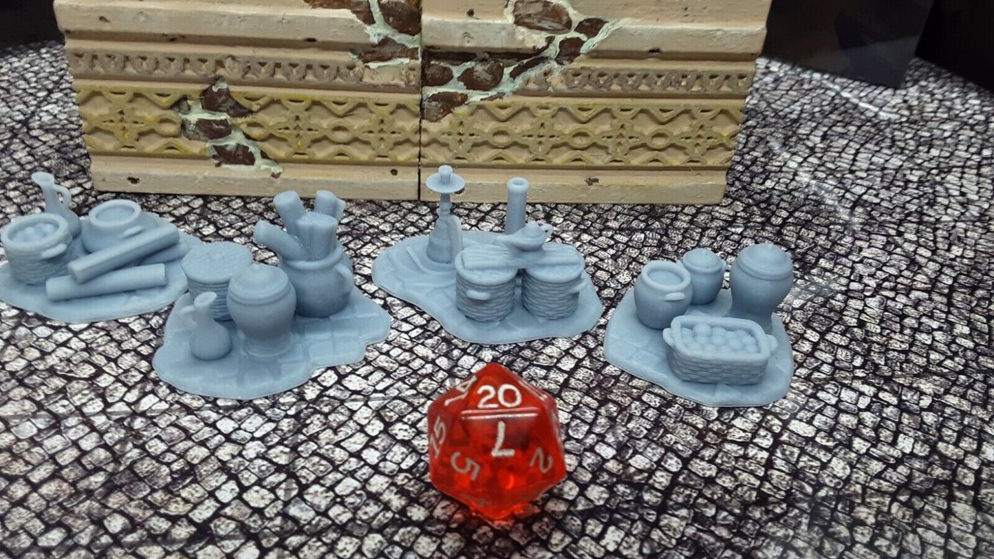 4 Piece Set Market Bazaar Bundles Shop Scatter Terrain Scenery Mini Miniatures