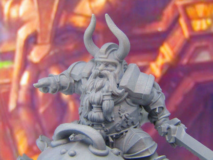 Dwarven King & Queen Pair Battle Ready on War Bears Miniature Figure 3D Print