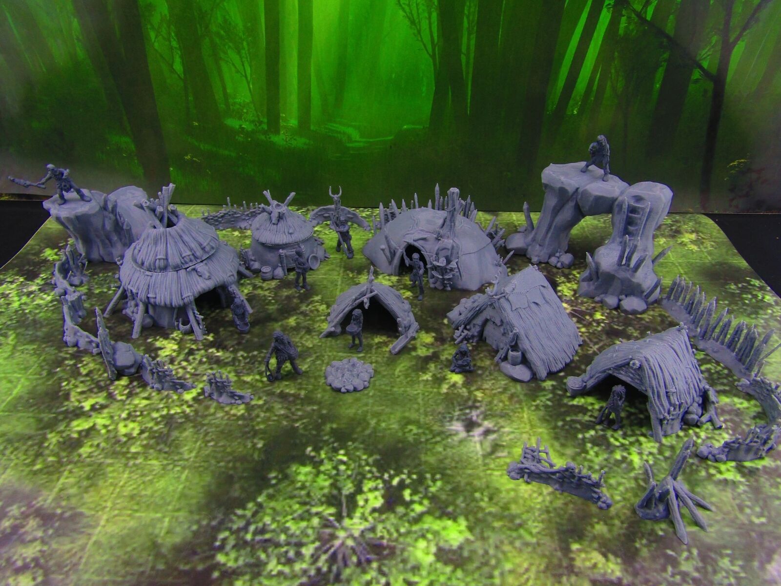 Prehistoric Caveman Tribal Village Rampart Set Mini Miniature Model Ch ...