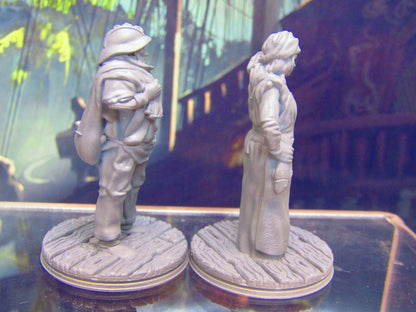 Fisherman + Wife Seaside Fishfolk Mini Miniature Figure 3D Printed Model 28/32mm