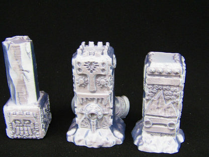 Warning Horn and Decorated Ancient Columns Scatter Terrain Scenery 3D Printed