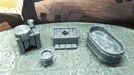 4 Piece Privy Toilet Bathroom Set Scatter Terrain Dungeons & Dragons Mini Model