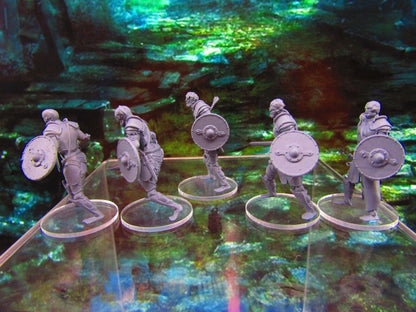 5pc Undead Zombie Soldiers Fighters Warriors Mini Miniatures 3D Printed Model