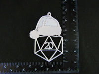 
              D20 20 Sided Dice w/ Hat Christmas Tree Ornament Holiday Decoration Gift
            