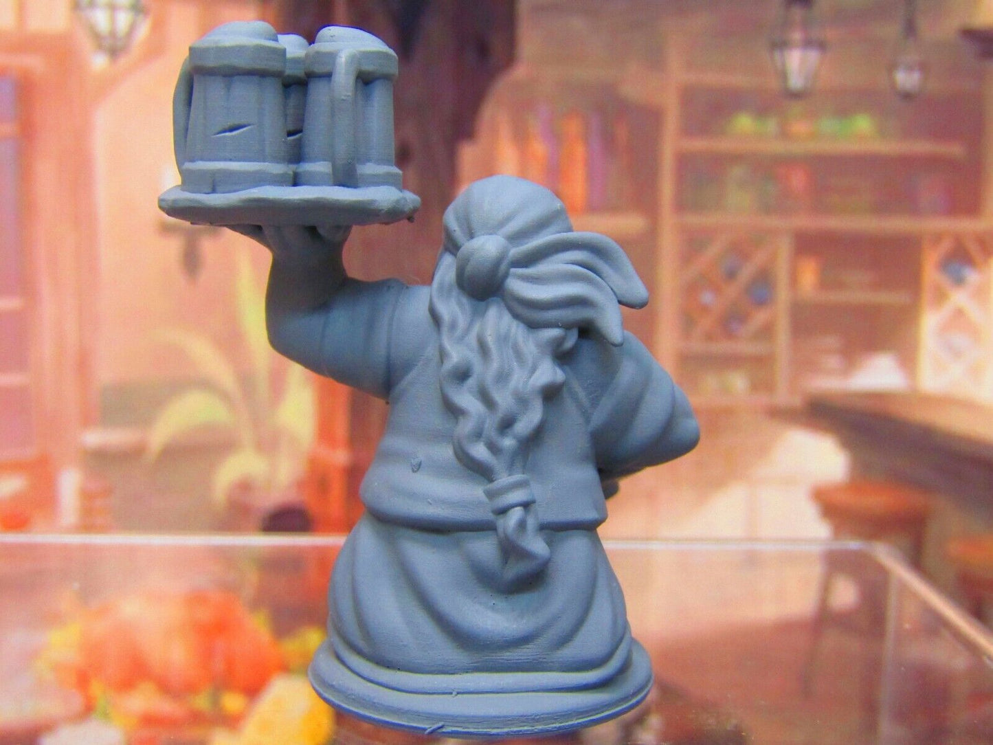 Dwarven Female Waitress Bartender Mini Miniature Dwarf 3D Printed Model 28/32mm