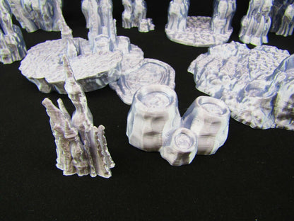 10pc Lava Field Chamber Set Scatter Terrain Scenery 3D Printed Mini Miniature