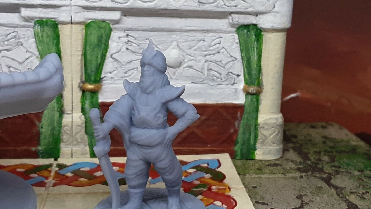 4 Piece Flying Carpet & Prince Set Mini Miniature Figure D&D 3D Printed Resin