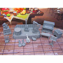 Musician Bard Instruments & Stage for Bar Tavern Scenery Scatter Terrain Props
