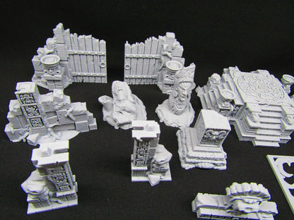 14pc Ancient Jungle Temple Ruins Scatter Terrain Scenery 3D Printed Model