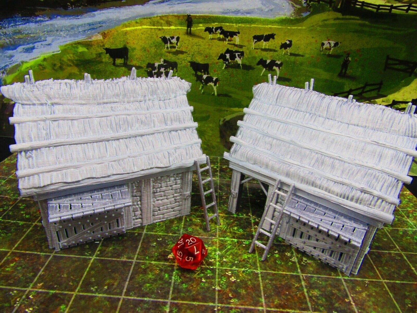 Horse Animal Stables Barns Pair Set for Barnyard Farm Scatter Terrain 3D Print