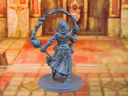 Dark Elf Sorceress Wizard w/ Wand Mini Miniature Figure 3D Printed Model 28/32mm