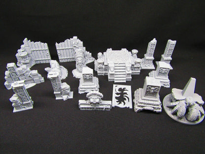 16 pc Ancient Jungle Temple Ruins Scatter Terrain Scenery 3D Printed Model