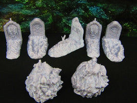 7pc Disturbed Graves and Bonepiles Graveyard Cemetery Scatter Terrain Scenery