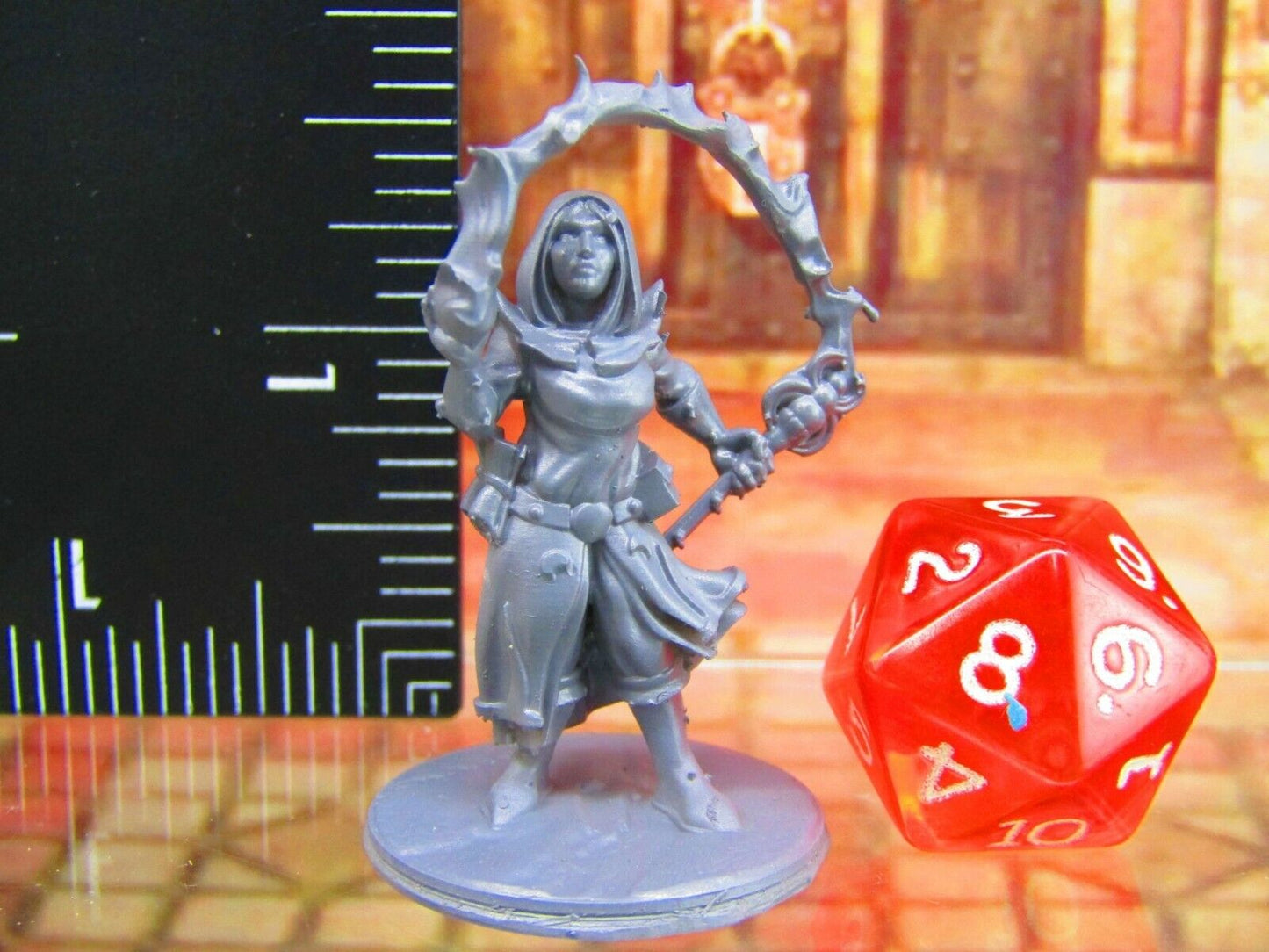 Dark Elf Sorceress Wizard w/ Wand Mini Miniature Figure 3D Printed Model 28/32mm