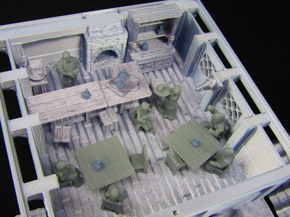 Furnished Bar Tavern Building w/ Patrons Scatter Terrain Scenery 3D Printed Mini