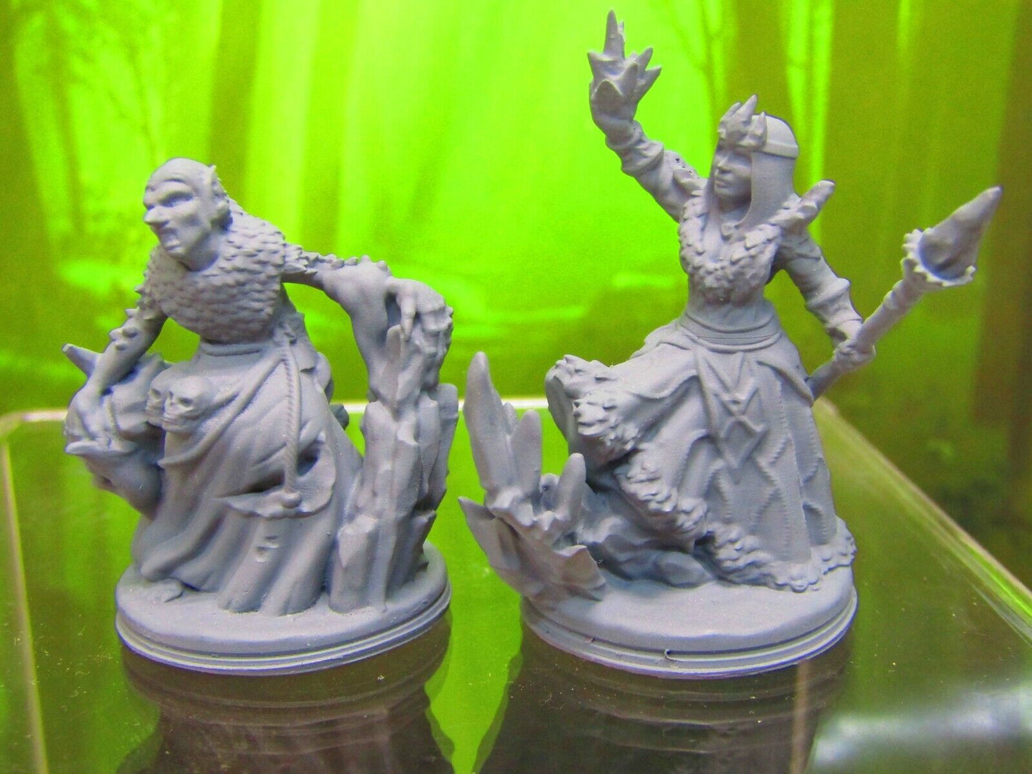 Pair of Witches Good Witch and Bad Witch Set Mini Miniature 3D Printed Model
