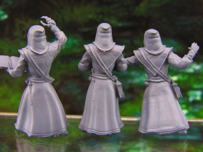 3pc Undead Skeletons Acolyte Cultists Dark Wizard Sorcerer Mini Miniatures