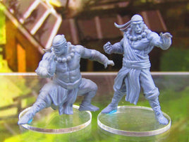 Monk Fighter Pair Mini Miniature Figure 3D Printed Model 28/32mm Scale RPG