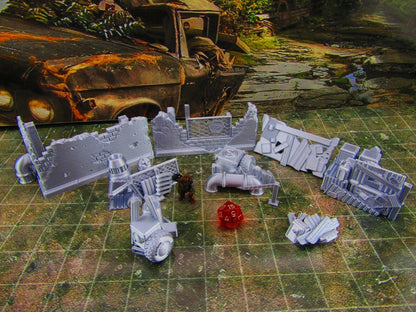 8pc Junk Barricades & Rubble Settlement Set Scatter Terrain Scenery Wasteland